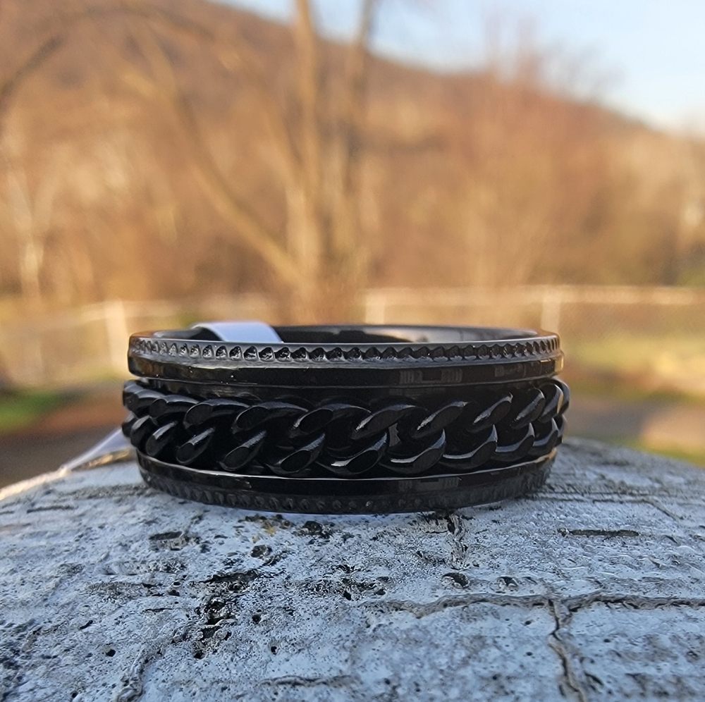Black Stainless Steel Spinner  Ring SIZE 12.